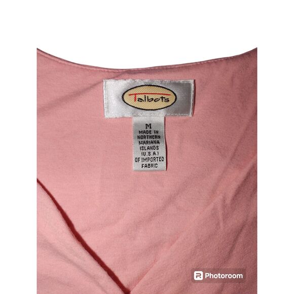Talbots Womens Sleeveless Tank Top M Pink Surplice Neck Rayon Stretch Casual Wor - Picture 4 of 6